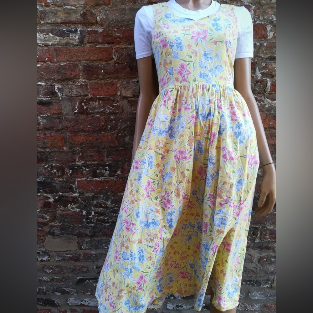 Laura Ashley Vintage Yellow Floral Dress